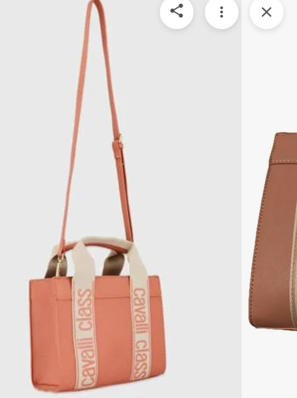 Cavalli Class Coral Orange Tote Cream Branded Straps - Picture 5 of 12